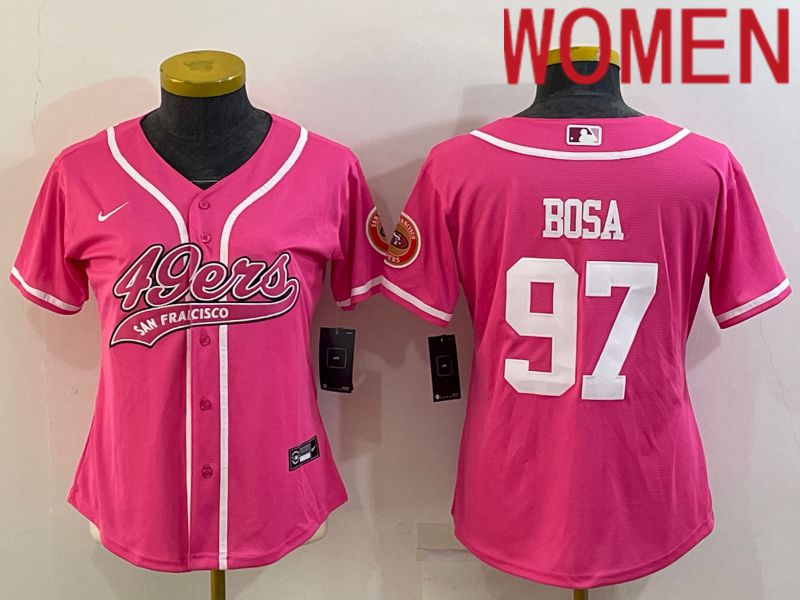 Women San Francisco 49ers #97 Bosa Pink 2022 Nike Co branded NFL Jerseys->women nfl jersey->Women Jersey